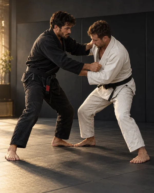 Atletas praticando jiu-jitsu, imagem ilustrativa
